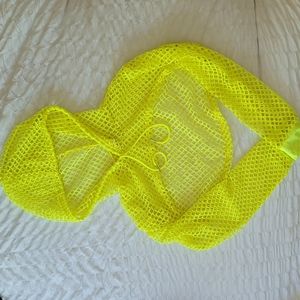 Yellow mesh swimsuit cover top